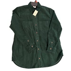 J. Crew Corduroy Shirt-Jacket Womens XS Green Shacket Pockets Outdoor Cabincore